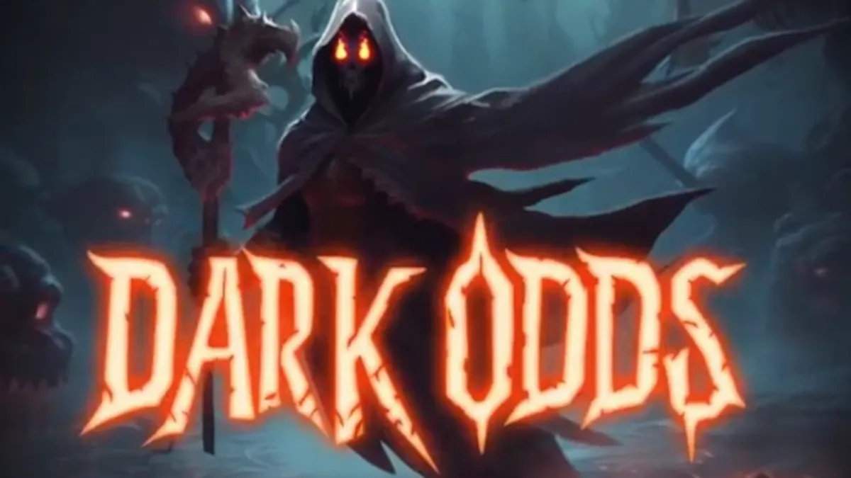 Interface do jogo de slot Dark Odds com tema misterioso